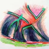 dva na půl, kresba barevný pastel