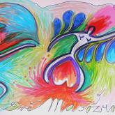 masožravé rostliny, kresba barevný pastel